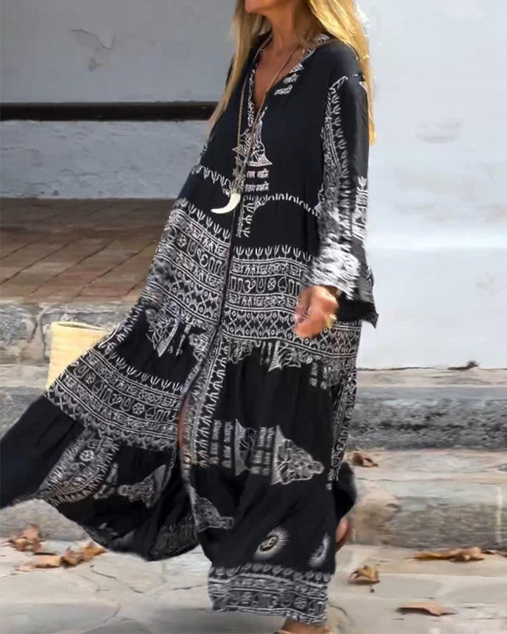 Emy | Trendy V-Neck Bell Sleeve Dress