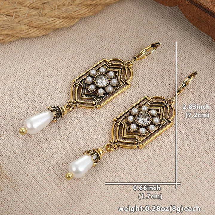 ADELINA | VINTAGE GOLDEN INLAID PEARL EARRINGS