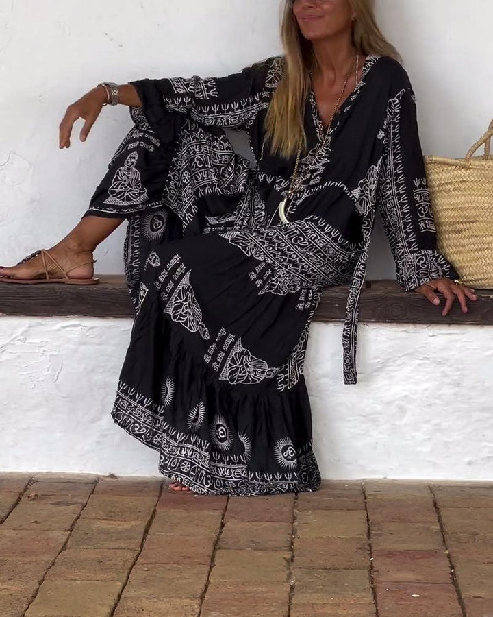Emy | Trendy V-Neck Bell Sleeve Dress