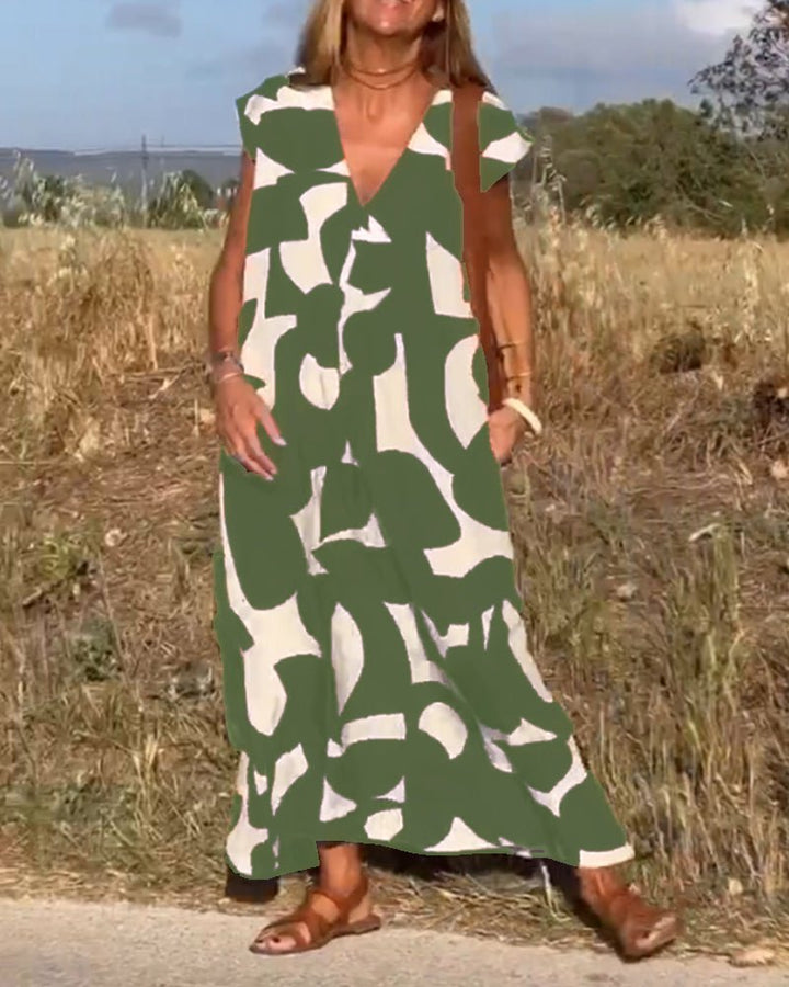 Amelia | Printed V-Neck Dress