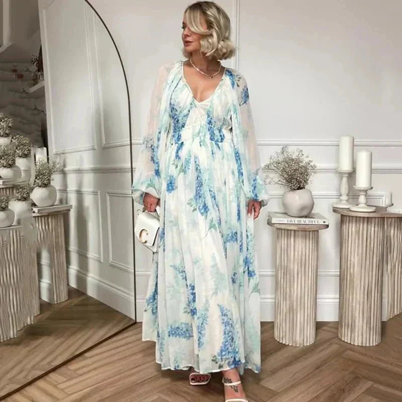 Athena | Floral Drawstring Maxi Dress