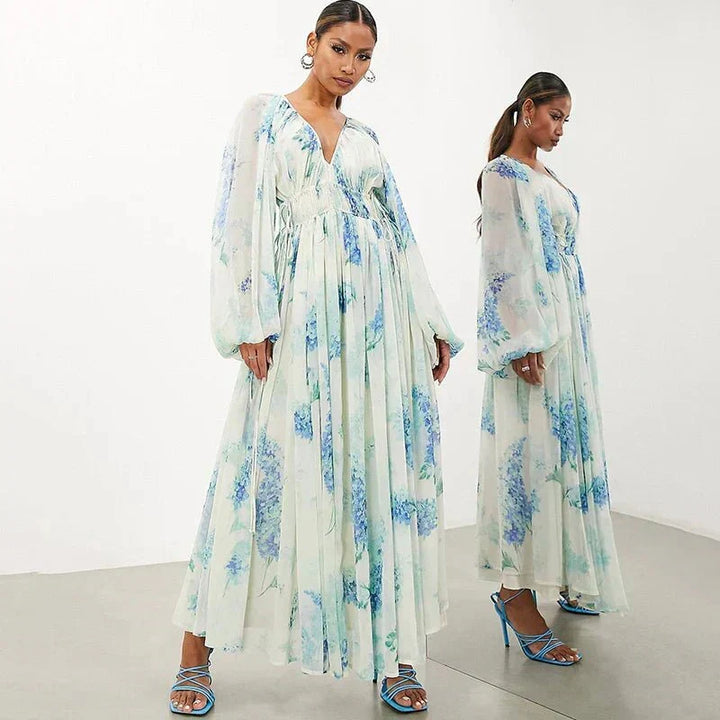 Athena | Floral Drawstring Maxi Dress