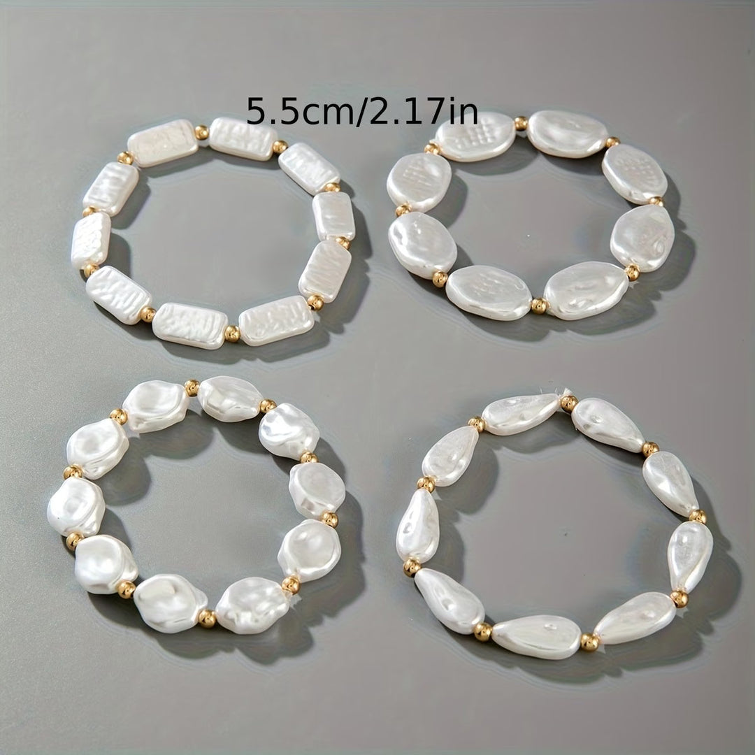 VALORA | PEARL STATEMENT BRACELET SET OF 4