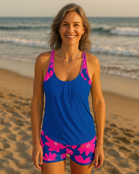 Judith - U-Neck Sleeveless Printed Tankini