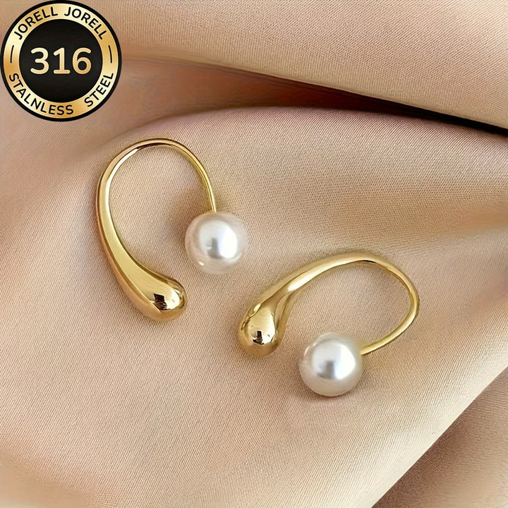 ELARA | MINIMALIST ARC PEARL EARRINGS