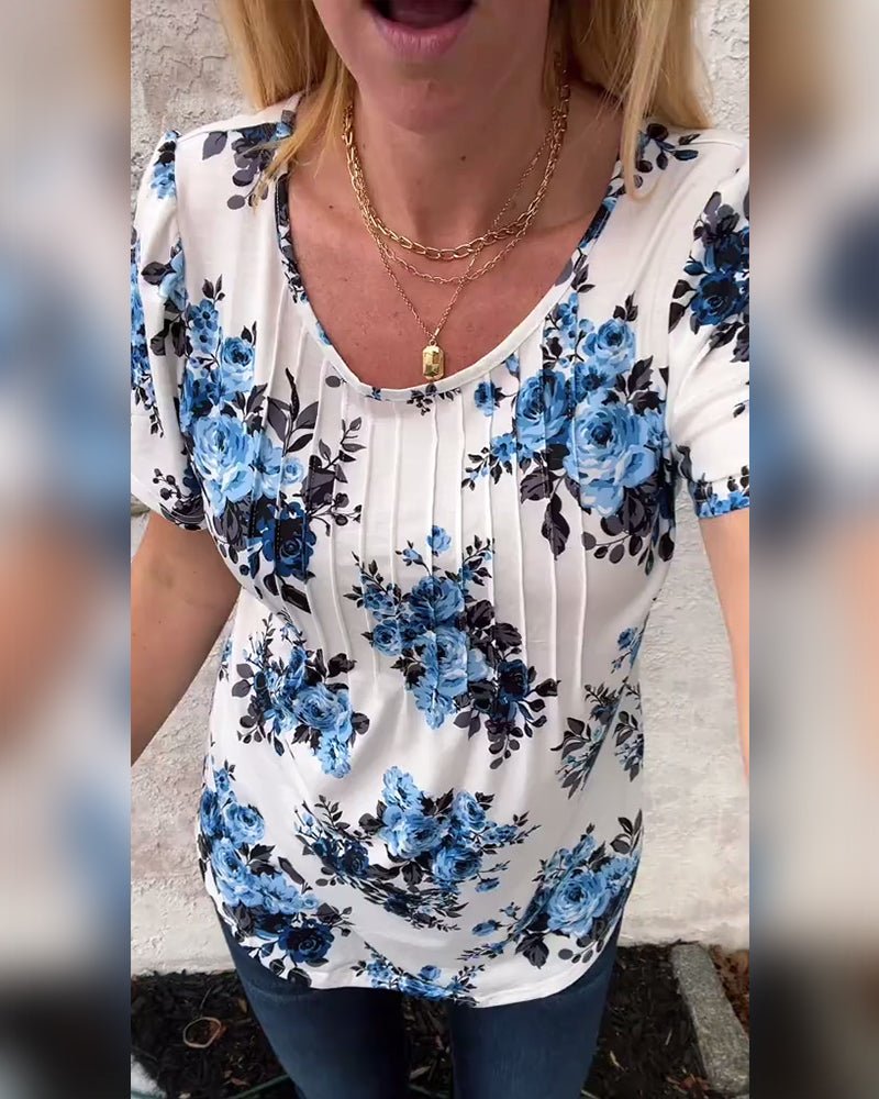 Milania | Floral Pleated Tee