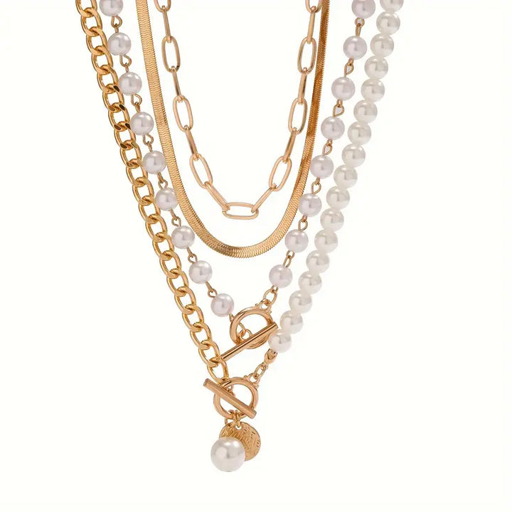 NOVARA | MODERN PEARL LAYERED NECKLACE SET